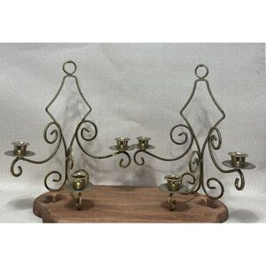 Vintage Wall Hanging 3 Arm Brass Taper Candle Holder Sconce Set Of 2